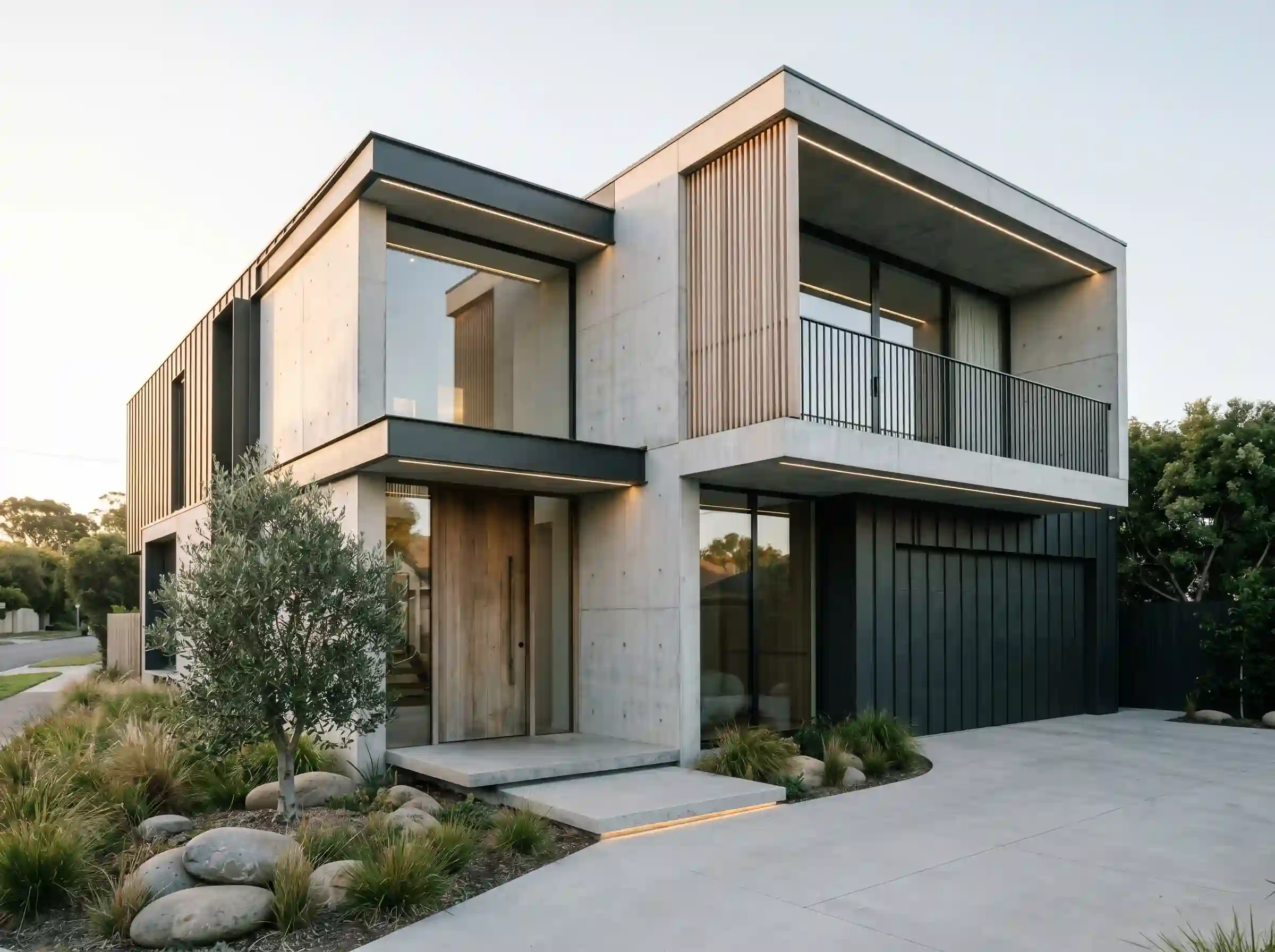 Fachada de residencia moderna minimalista completamente renovada por Arketec